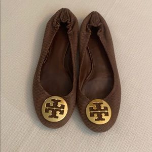 Tory Burch Minnie Travel Brown Ballet Flat